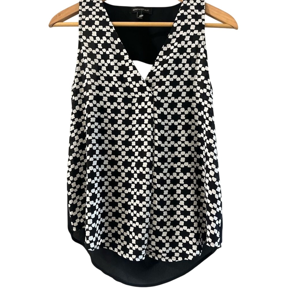 Banana Republic Women's SZ XS Black/White (Cut Out Back) Dress Tank Top Shirt